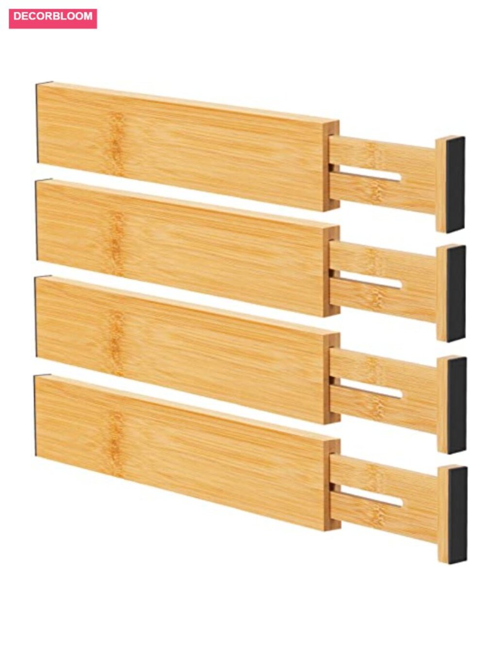 Bamboo Drawer Dividers Adjustable Expandable Organizers 4 Pack